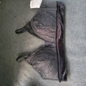 Auden Lightly Wireless Lined Velour Trim Bralette Bra Size L